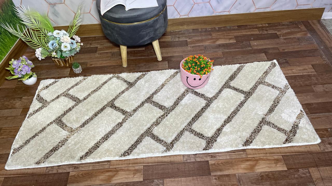 Soft Premium Micro Ivory & Mix, Multi Colour Waves Kitchen & Bedside Runner -  Soft Feel, Anti-Skid Rubber Backing
