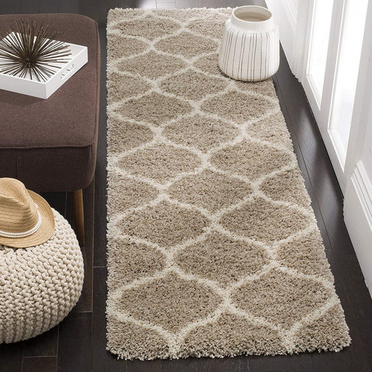 Beige and Ivory Beautiful Premium Micro Runner - Soft Feel, Anti-Skid Rubber Backing