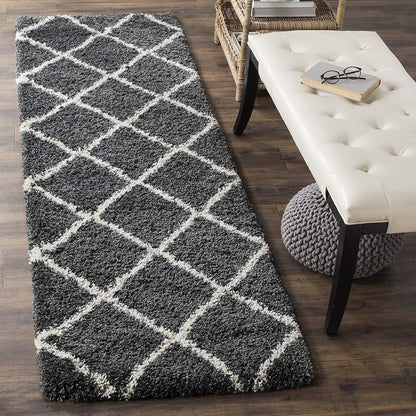 Dark Grey & White Premium Microfiber Runner – Soft Feel, Anti-Skid Rubber Backing