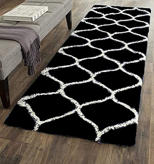 Black with Ivory Beautiful Premium Micro Runner - Soft Feel, Anti-Skid Rubber Backing