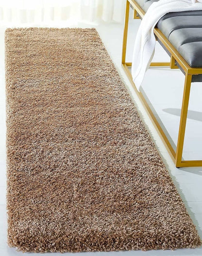 Skin beige 2 Inch Pile height Extra Fluffy Shaggy Bedside Runner - Soft Feel, Anti-Skid Rubber Backing
