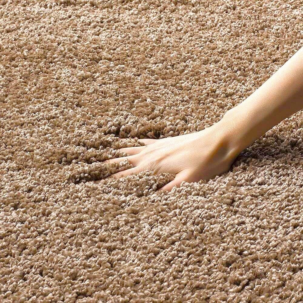 Skin beige 2 Inch Pile height Extra Fluffy Shaggy Bedside Runner - Soft Feel, Anti-Skid Rubber Backing