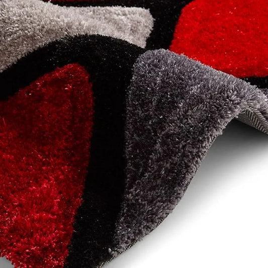 Multi Colour Luxurious 3D Shaggy Rug - Soft Feel with Anti-Skid Rubber Backing