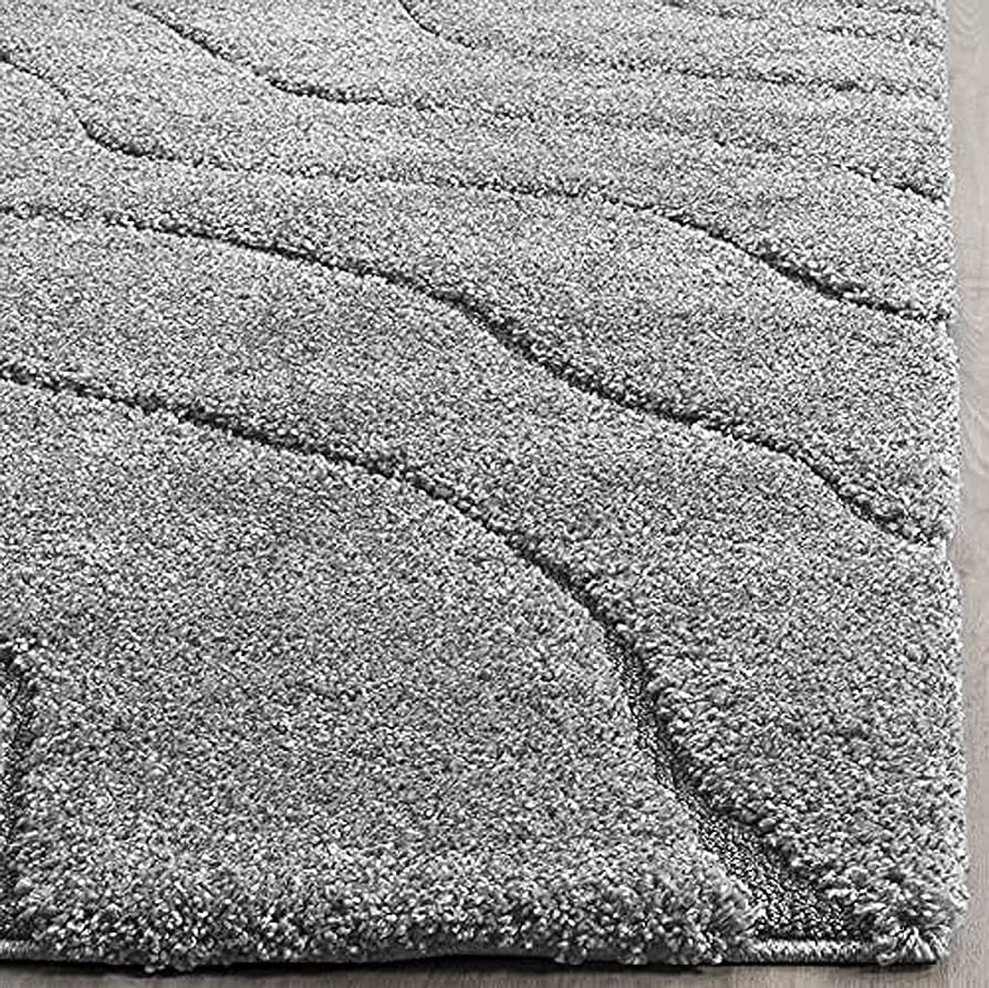 Luxury Grey Waves Shaggy Carpet – Ultra Soft Microfiber & Anti-Skid Rubber Backing
