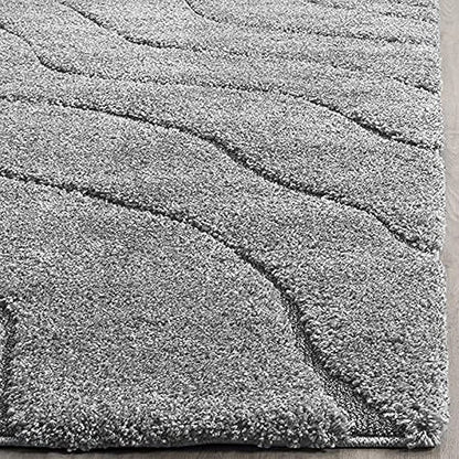 Luxury Grey Waves Shaggy Carpet – Ultra Soft Microfiber & Anti-Skid Rubber Backing