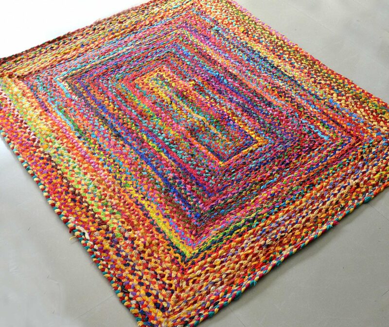 Modern Braided Rug in Multicolour Cotton Chindi Handmade & Hand washable  Rug.