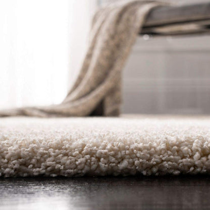 Plain Cream Microfiber Carpet – Soft Feel with Anti-Skid Rubber Backing