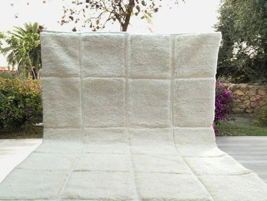 Aqua and Ivory Moroccan Premium Design Microfiber Carpet – Soft Feel & Anti-Skid Rubber Backing