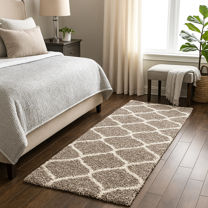 Beige and Ivory Beautiful Premium Micro Runner - Soft Feel, Anti-Skid Rubber Backing