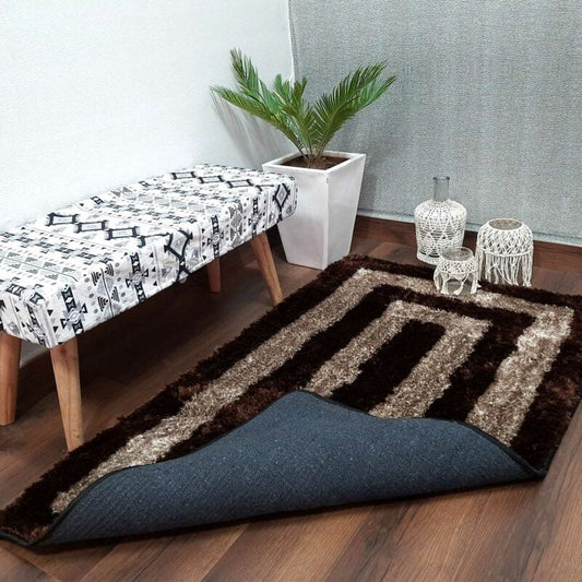 Coffee Squares Modern Pattern Area Rug – Soft Feel with Anti-Skid Rubber Backing